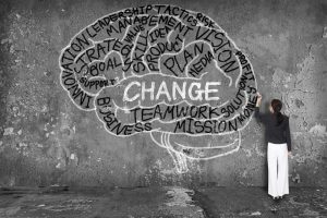 Woman,Writing,Change,With,Brain,On,Wall