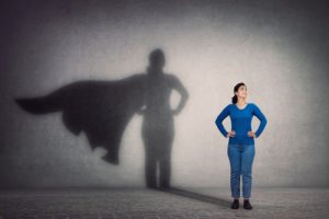 Brave,Woman,Keeps,Arms,On,Hips,,Smiling,Confident,,Casting,A